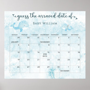 Poster Mom and Baby Whale guess the Due Date Calendar