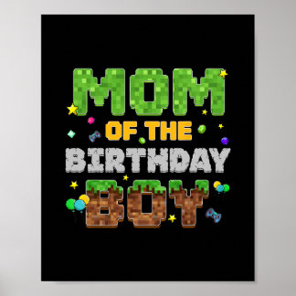 Poster Mom Of The Birthday Boy Pixel Gamer Party Matching