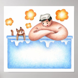 Poster Moment heureux du bain.