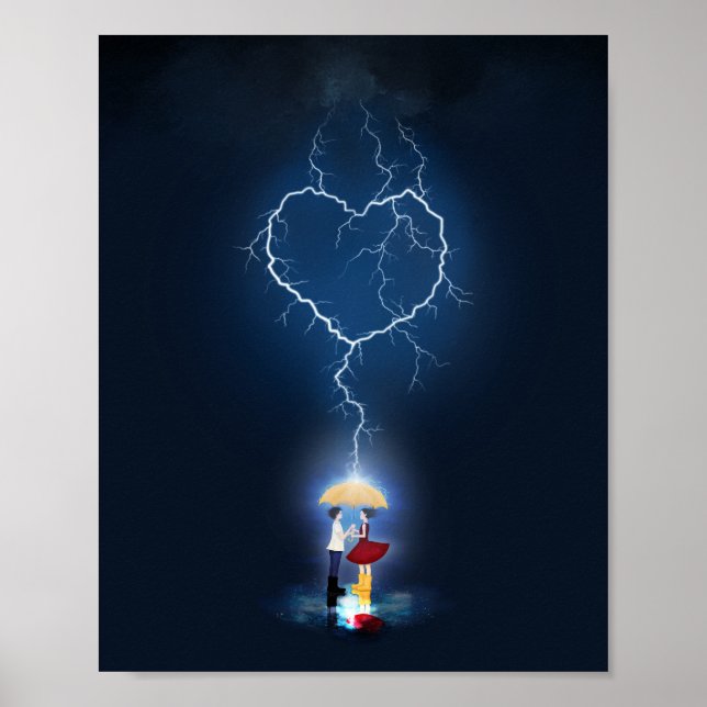 Poster Moment romantique "Lovestruck" sous un parapluie (Devant)