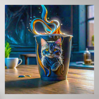 Poster Moments de brasse : Café, Chats et Répéter!