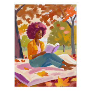 Poster Moments paisibles : Une femme afro dans la nature 
