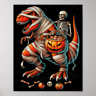 Poster Momie de squelette à cheval dinosaure T Rex enfant