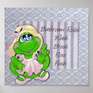 Poster Momma Frog salle de bain Règles mur art