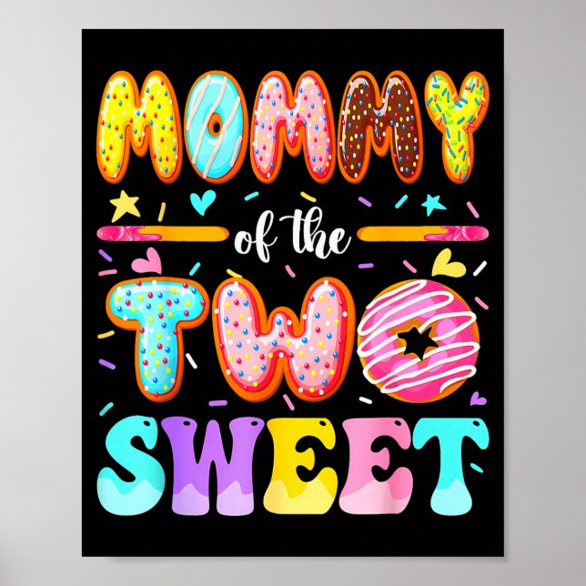 Poster Mommy Of The Two Sweet Donut 2nd Birthday Girl  (Devant)