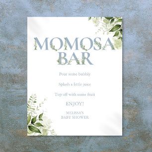 Poster Momosa Bar Verdure Dusty Baby shower bleu