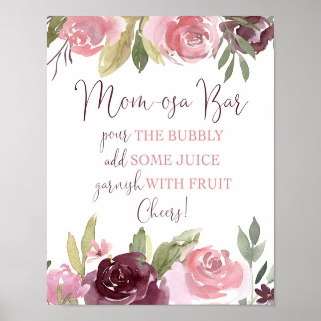 Poster Momosa bar versez le panneau baby shower bulle (Devant)