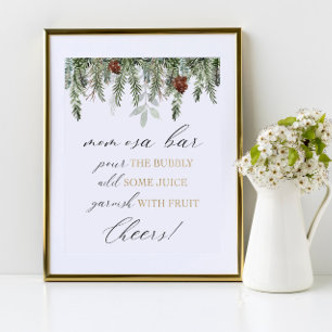 Poster Momosa bar versez le panneau baby shower bulle