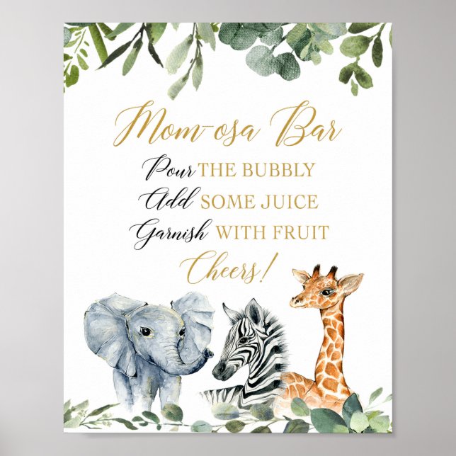 Poster Momosa bar versez le panneau de baby shower bulle  (Devant)