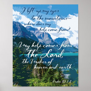 Poster Mon aide vient du Lord Psalm 121 Mountain Art