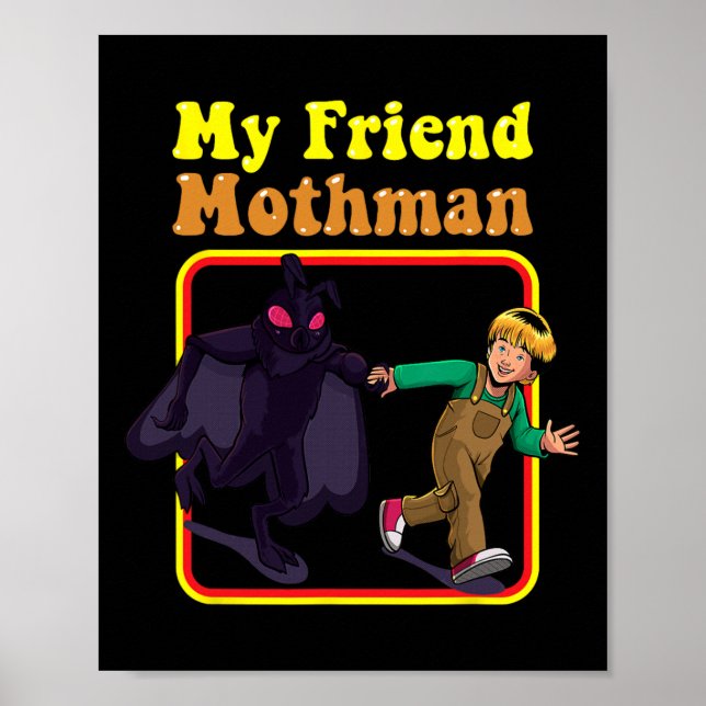 Poster Mon Ami Mothman Amusant Rétro Cryptid Créatures Mo (Devant)