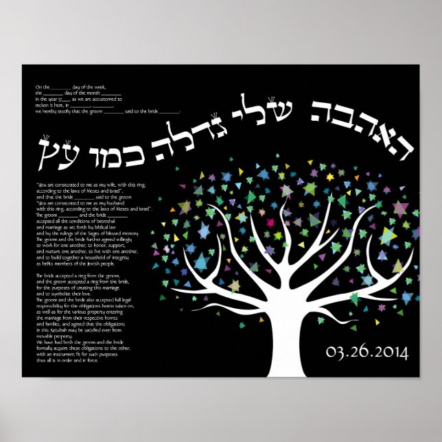 Poster "Mon amour pousse comme un arbre" Ketubah Cerifica (Devant)