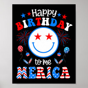 Poster Mon anniversaire Juillet 4 Fête de l'Indépendance 