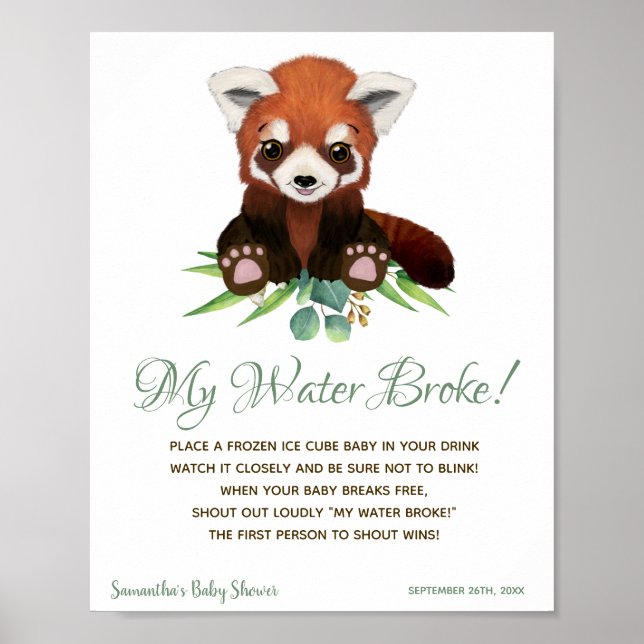 Poster Mon Baby shower de jeu Water Broke Signé Panda Rou (Devant)