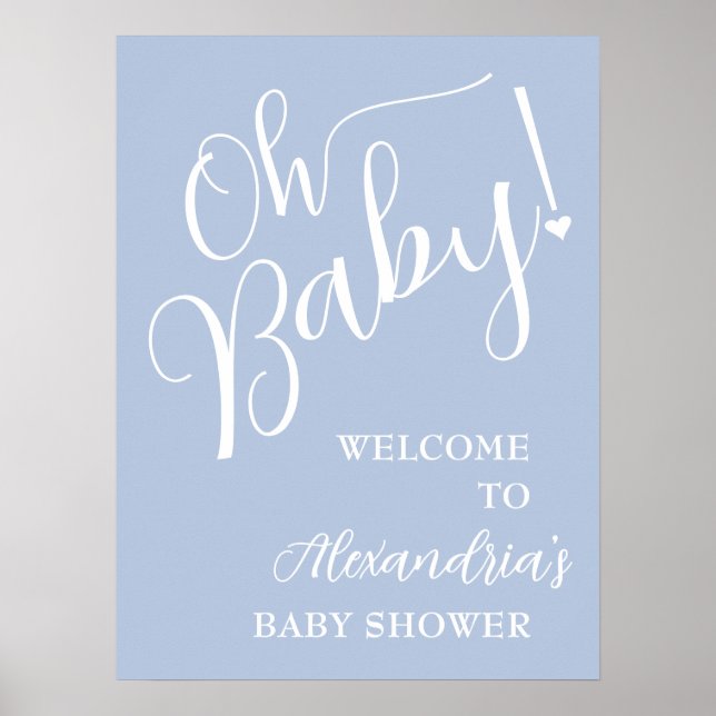 Poster Mon bébé ! Baby shower garçon Accueil bleu (Devant)