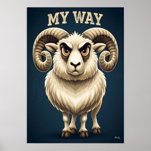 Poster Mon Bélier – Drôle d'Art de Personnage de Dessin A