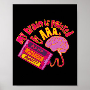 Poster Mon Cerveau Est Alimenté Par Aaa Adhd Autisme Anxi