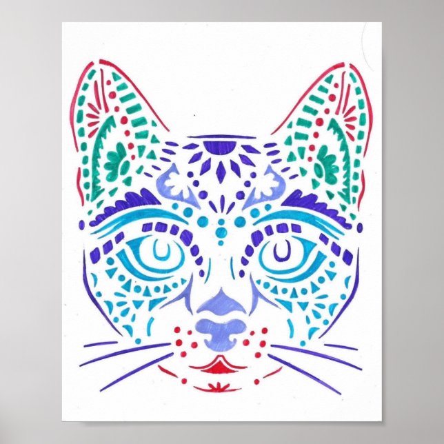 Poster mon chat en dessins pochoirs (Devant)