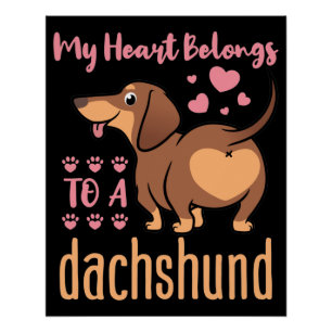 Poster Mon coeur appartient à un Dachshund Doxie Maman Pa