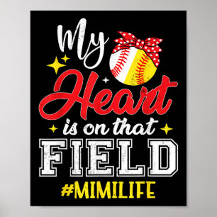 Poster Mon Coeur Est Sur Ce Mimi De Baseball Softball De