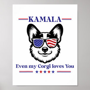 Poster Mon Corgi aime Kamala Harris comme présidente élue