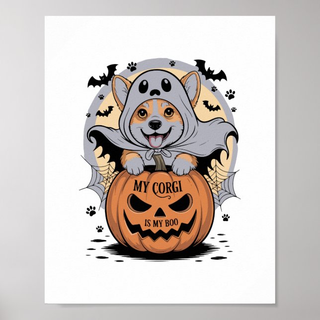 Poster Mon Corgi est mon Boo Halloween (Devant)