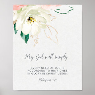 Poster Mon Dieu Apportera, Bible Verse
