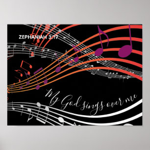 Poster MON DIEU CHANTE SUR MOI   Zephaniah 3:17   Musique