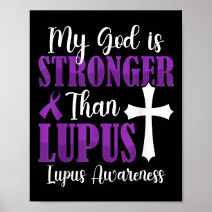 Poster Mon Dieu Est Plus Fort Que Lupus Violet Ribbon Lup