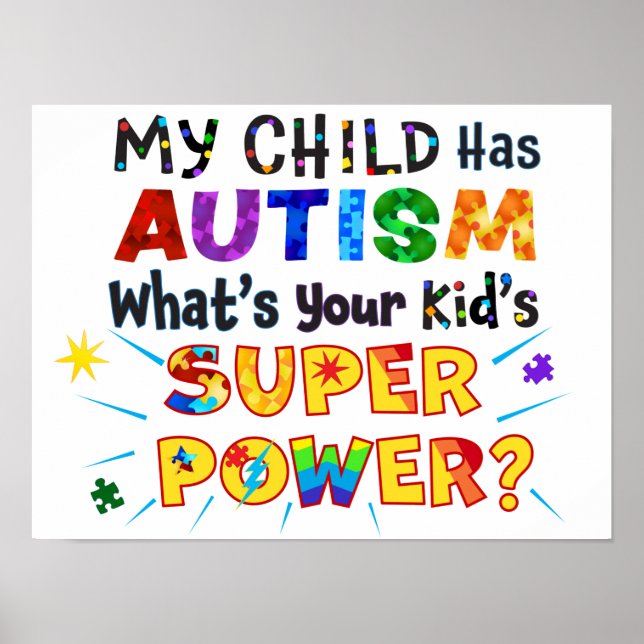 Poster Mon enfant a l'AUTISME Quel est le SUPER POUVOIR d (Devant)