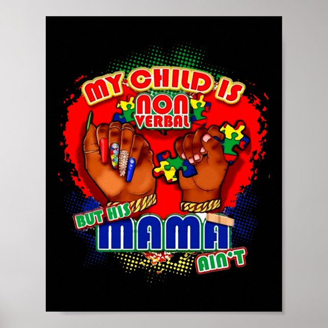 Poster Mon enfant n'est pas verbalement mais sa maman n'e (Devant)