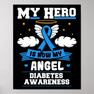 Poster Mon Héros Est Maintenant Mon Angle Diabète Bleu Ke