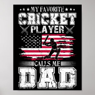 Poster Mon Joueur De Cricket Favori M'appelle Papa Usa Fa