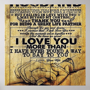 Poster Mon mari cadeau d'anniversaire Lettre Pour Mari