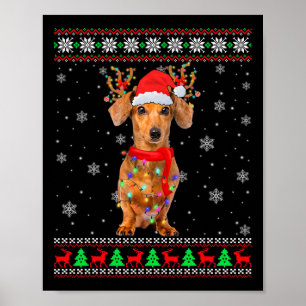 Poster Mon mignon pyjama de Noël Chemise Dachshund Chien