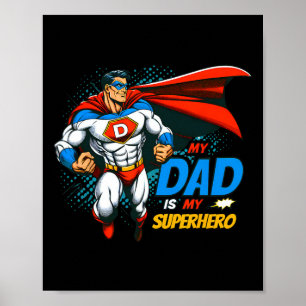Poster Mon papa est mon super-héros Enfants Drôle Fête de