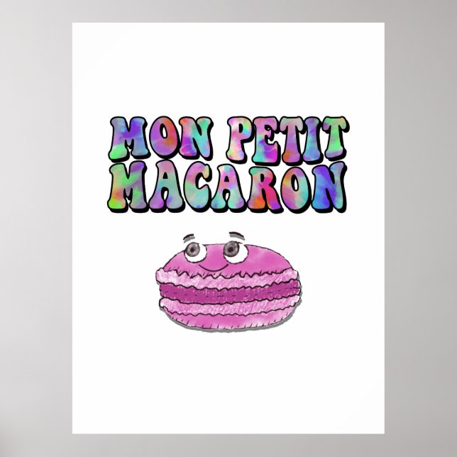 Poster Mon Petit Macaron Retro Tie Dye Texte Super (Devant)