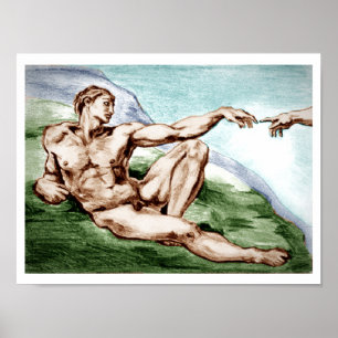 Poster Mon propre dessin de l'affiche Adam de Michel-Ange