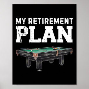 Poster Mon régime de retraite Joueur de piscine Vintage F