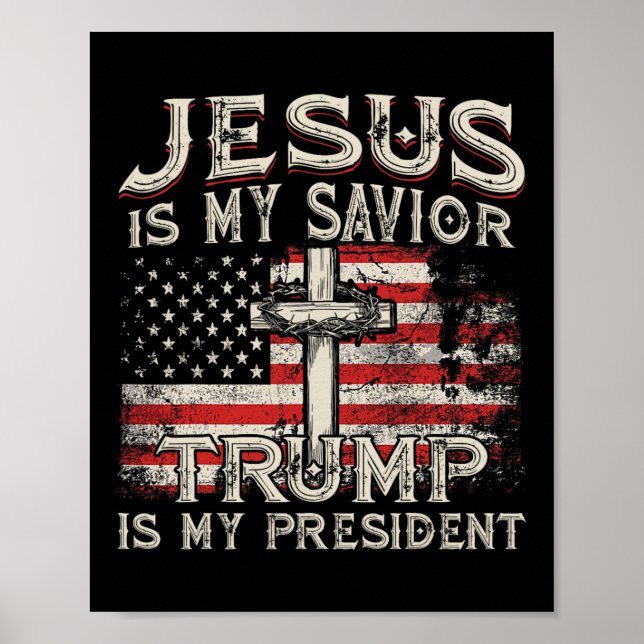 Poster Mon Sauveur Trump Est-Il Mon Président Drapeau Amé (Devant)