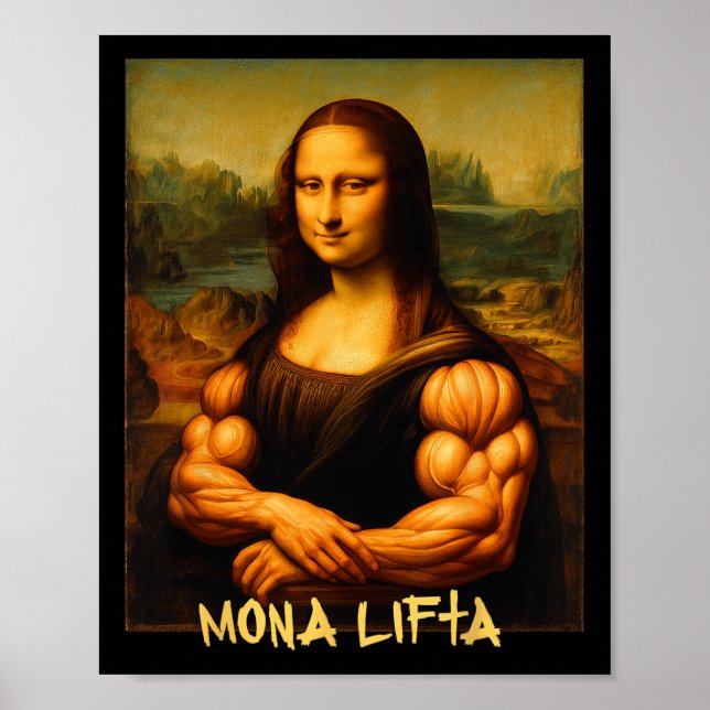 Poster Mona Lifta Muscle Mona Lisa Bodybuilder Gym Et Ar (Devant)