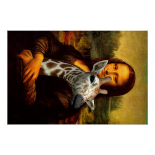 Poster Mona Lisa aime des girafes