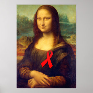 Poster Mona Lisa Au Ruban Rouge
