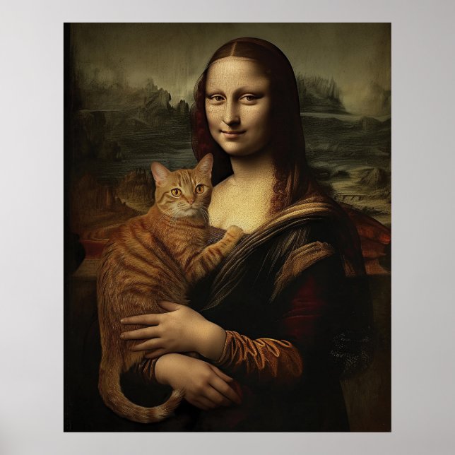 Poster Mona Lisa avec chat (Devant)