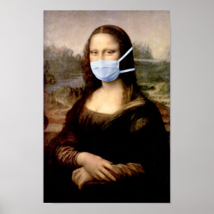 Poster Mona Lisa avec Masque Da Vinci se moquant des Arts