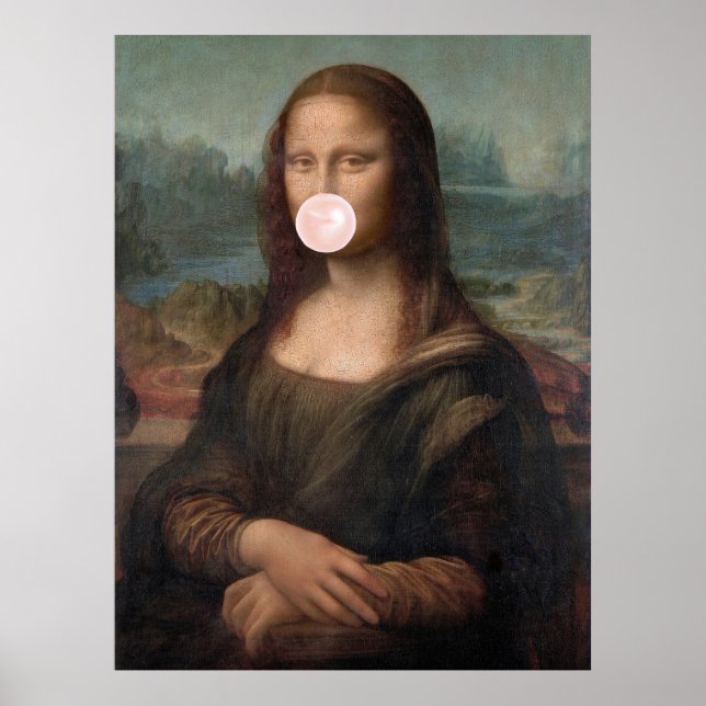 Poster Mona Lisa Blown Pink Buble gomme (Devant)