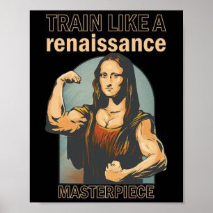Poster Mona Lisa Bodybuilding Muscle Gym Poids Wo