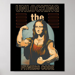 Poster Mona Lisa Bodybuilding Muscle Gym Poids Wo