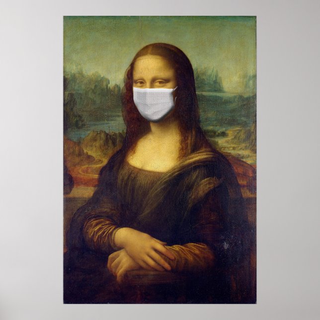 Poster Mona lisa dans un masque chirurgical leonardo da V (Devant)