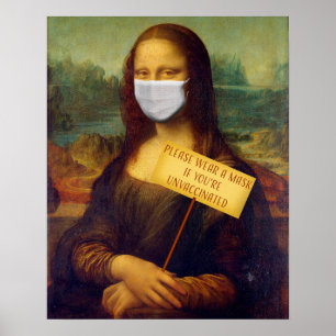 Poster Mona Lisa dit s'il vous plaît porter un masque